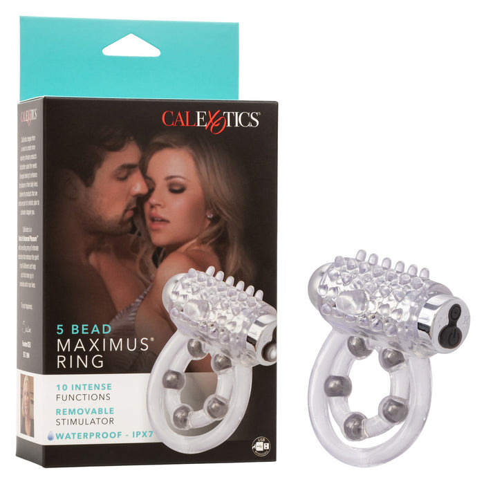 5 Bead Maximus Rechargeable Vibrating Cock Ring Clear