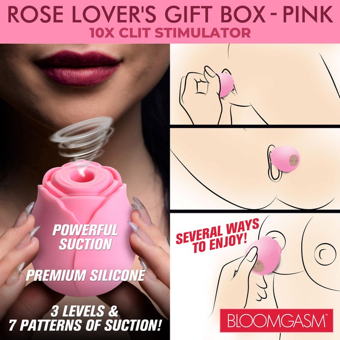 Bloomgasm Sucking Rose Clitoral Stimulator Heart Box Pink