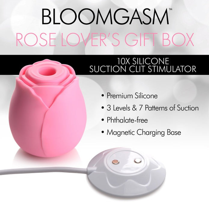 Bloomgasm Sucking Rose Clitoral Stimulator Heart Box Pink