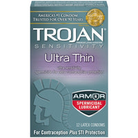 Trojan Sensitivity Ultra Thin Armor Spermicidal Lubricated Condoms - 12 Pack