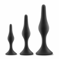 Luxe Beginner Butt Plug Kit Black - Silicone Anal Trainer Set