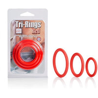 Tri Rings Red - Male Cock Ring Set Stretchy Sml / Med / Lrg