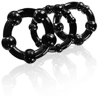 Stay Hard Beaded Cock Ring Black - 3 Pack