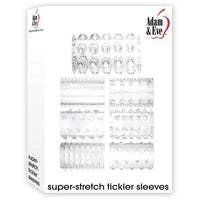 Adam and Eve Super-Stretch Cock Ring Sleeves 7 Pack - Clear