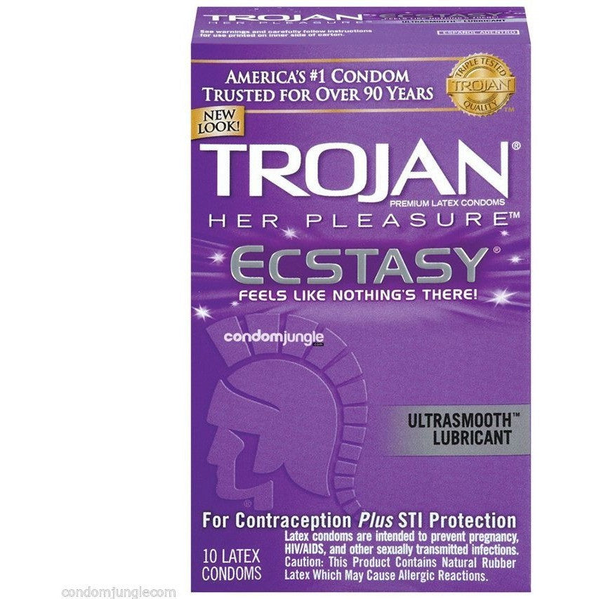 Trojan Her Pleasure Ecstasy Lubricated Condoms - 10 Pack