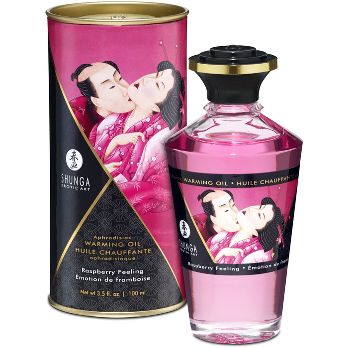 Shunga Aphrodisiac Warming Oil 3.5oz - Raspberry Feeling