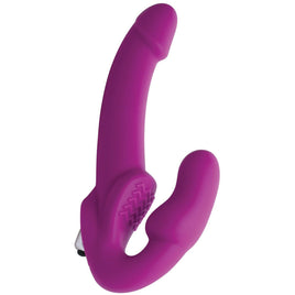 Evoke Vibrating Strapless Silicone Strap-on Dildo - Pink