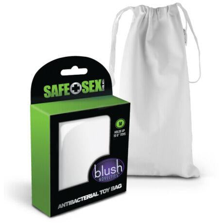 Safe Sex Antibacterial Adult Toy Bag w/ Drawstring Closure - Medium / White