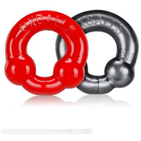 Oxballs Ultraballs 2-Piece Cockring Set - Grey & Red