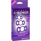 Fantasy C-Ringz 3-Ring Quick Release Trainer Purple - Male Cock Ring Set