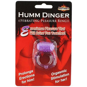 Humm Dinger Vibrating Penis Ring Clitoral Stimulator - Purple