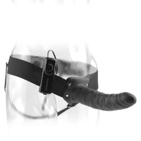 Fetish Fantasy 8" Vibrating Hollow Strap-On - Black - Unisex Dildo Vibe Dong