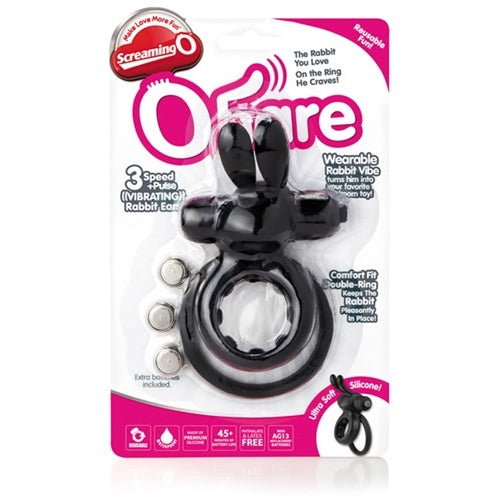 OHare Wearable Rabbit Silicone Vibrating Cock Ring Black