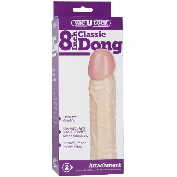 Vac-U-Lock 8" Classic Realistic Dong Beige