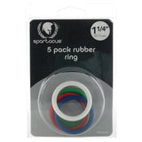 Spartacus 5 Pack Rubber 1.25" C-Rings Male Penis Ring