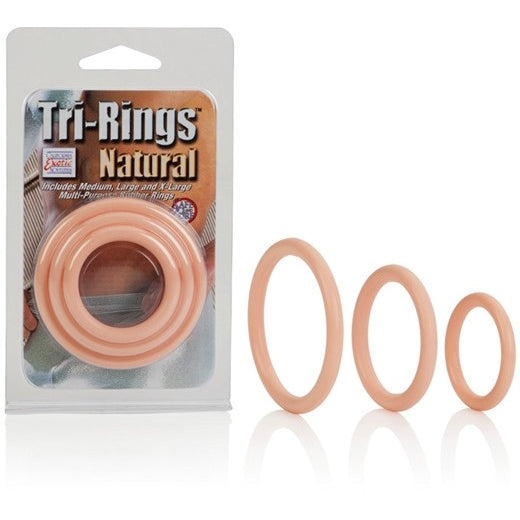 Tri Rings Beige - Male Cock Ring Set Sml / Med / Lrg