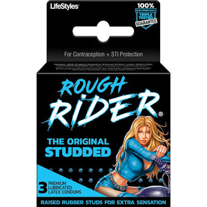 Rough Rider Studded Lubricated Condoms - 3 Pack
