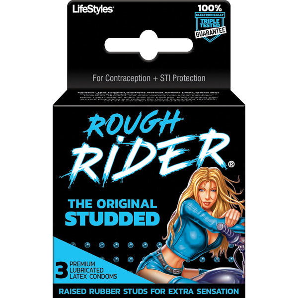 Lifestyles Rough Rider Studded Lubricated Condoms 3 Pack