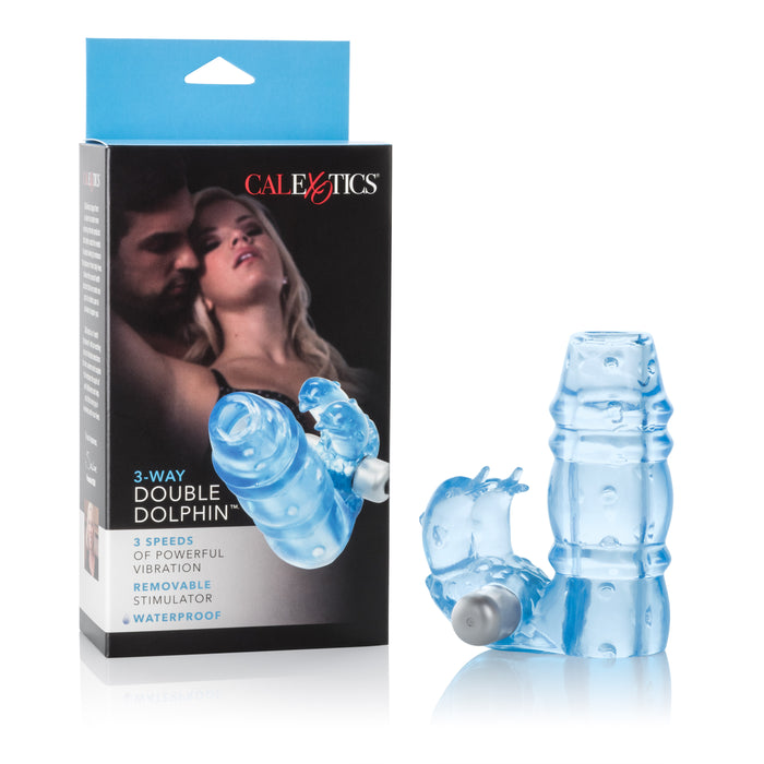 3 Way Arouser Double Dolphin Enhancer - Vibrating Male Penis Sheath