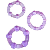 3 Pack Stay Hard Beaded Cock Ring Purple