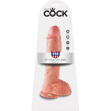 King Cock 10" Dildo With Balls - Beige