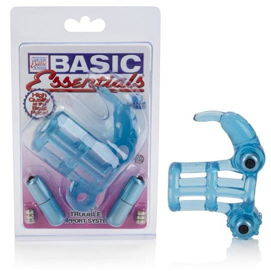 Basic Essentials Double Trouble Vibrating Support System - Blue