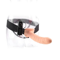 Fetish Fantasy 8" Vibrating Hollow Strap-On - Beige - Unisex Dildo Vibe Dong