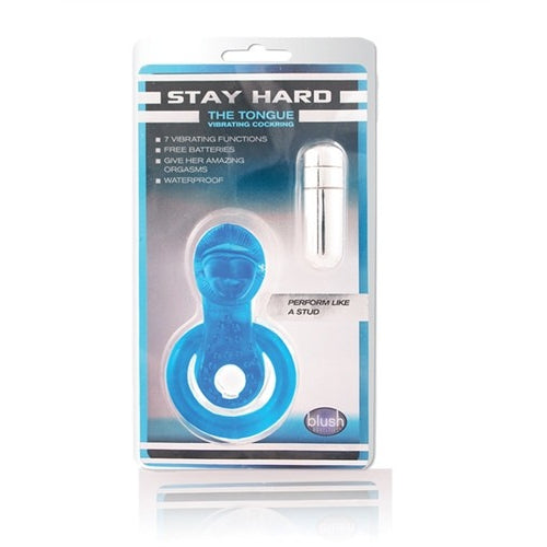 The Tongue Blue - Male Cock Balls & Ring Clitoral Vibe Vibrating Sex Toy