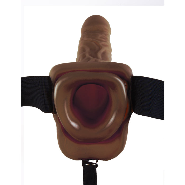 Fetish Fantasy Series 9" Vibrating Hollow Strap-on With Balls - Brown