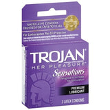 Trojan Her Pleasure Sensations Lubricated Condoms - 3 Pack