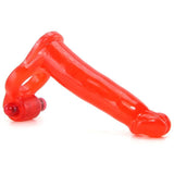 Double Penetrator Cock Ring Red Vibrating DP Vaginal Anal Dildo