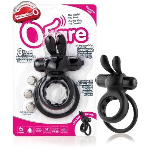 OHare Wearable Rabbit Silicone Vibrating Cock Ring Black