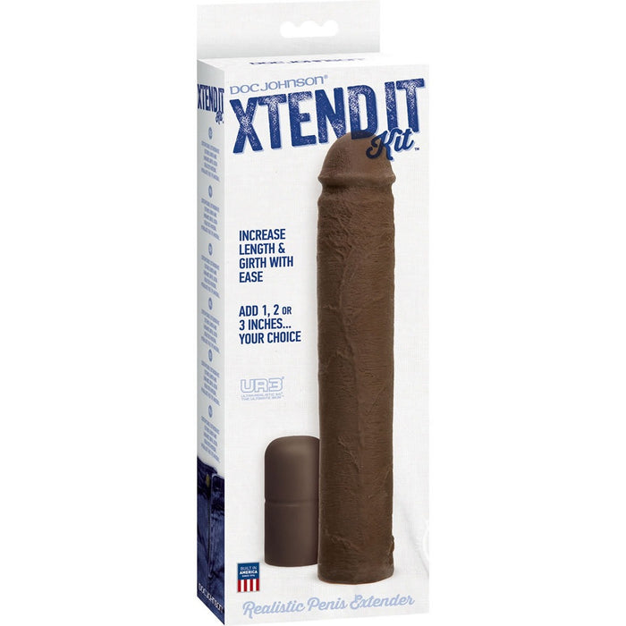 Xtend It Kit Realistic Penis Extender - Black - Add 3" Penis Extension Sleeve