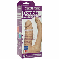 Double Penetrator Vac-U-Lock Dildo Strap-on Attachment - Beige