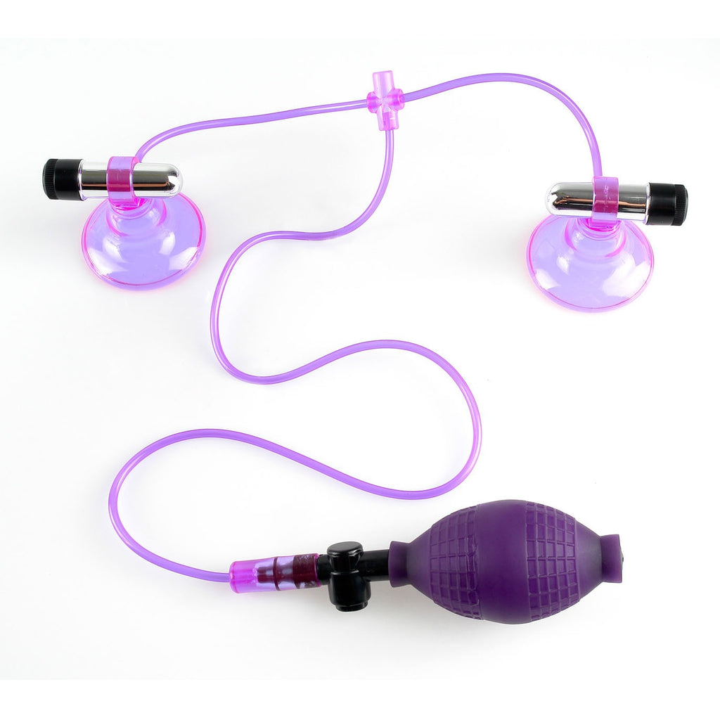 Fetish Fantasy Vibrating Nipple Pumps Purple - Breast Sucker Vibrator