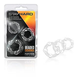 Stay Hard Beaded Cock Ring Clear 3 Pack