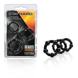 Stay Hard Beaded Cock Ring Black - 3 Pack