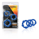 Stay Hard Beaded Cock Ring Blue - 3 Pack
