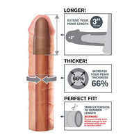 Fantasy X-Tensions Mega Beige - Add 3" Penis Extension Girth Sleeve