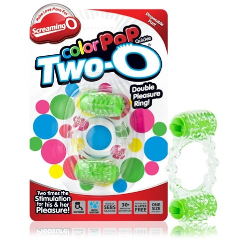 Color Pop Quickie Two-O Green - Double Pleasure Disposable Penis Ring