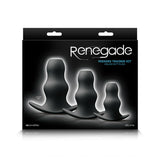 Renegade Peeker Kit Black - 3 Rippled Hollow Anal Butt Plugs