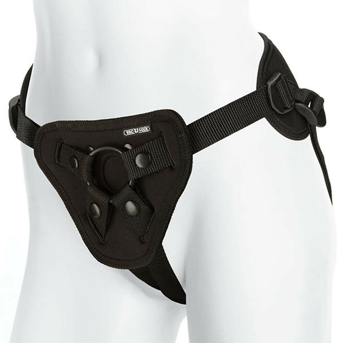 Vac-U-Lock Supreme Harness With Vibrating Plug Black