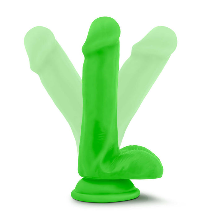 Neo 6" Dual Density Cock With Balls Dildo - Green