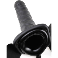 Fetish Fantasy 8" Vibrating Hollow Strap-On - Black - Unisex Dildo Vibe Dong