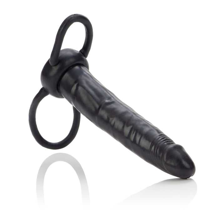 Accommodator Dual Penetrator Black - Cock Ring Vaginal Anal Dildo