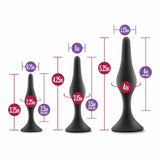 Luxe Beginner Butt Plug Kit Black - Silicone Anal Trainer Set