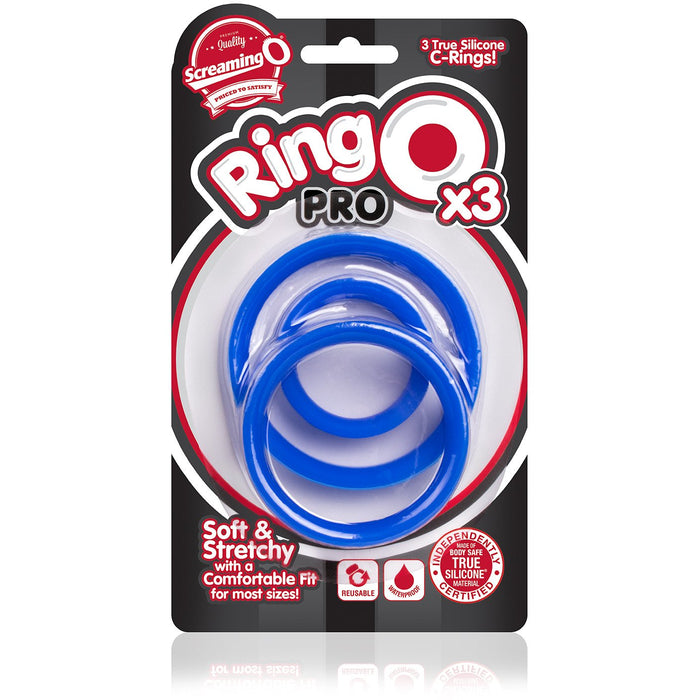 RingO Pro 3 Pack Blue - Male Cock Ring Set