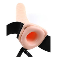 Fetish Fantasy 8" Vibrating Hollow Strap-On - Beige - Unisex Dildo Vibe Dong