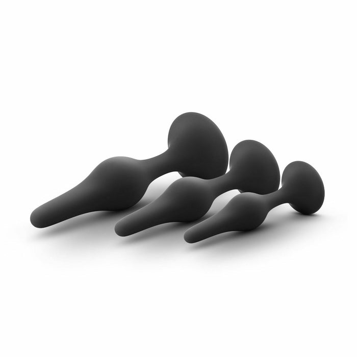 Luxe Beginner Butt Plug Kit Black - Silicone Anal Trainer Set