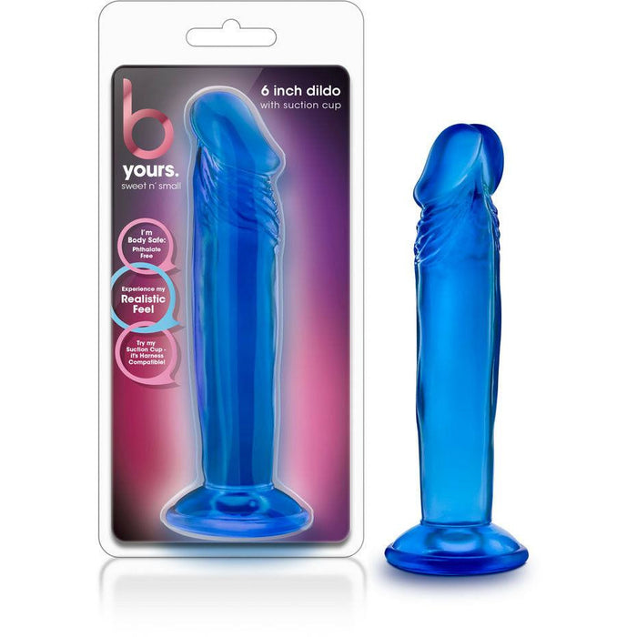 B Yours Sweet n' Small 6" Dildo Dong With Suction Cup - Blue